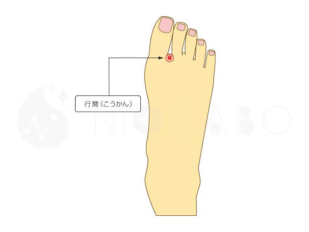 行間(こうかん)のツボの位置